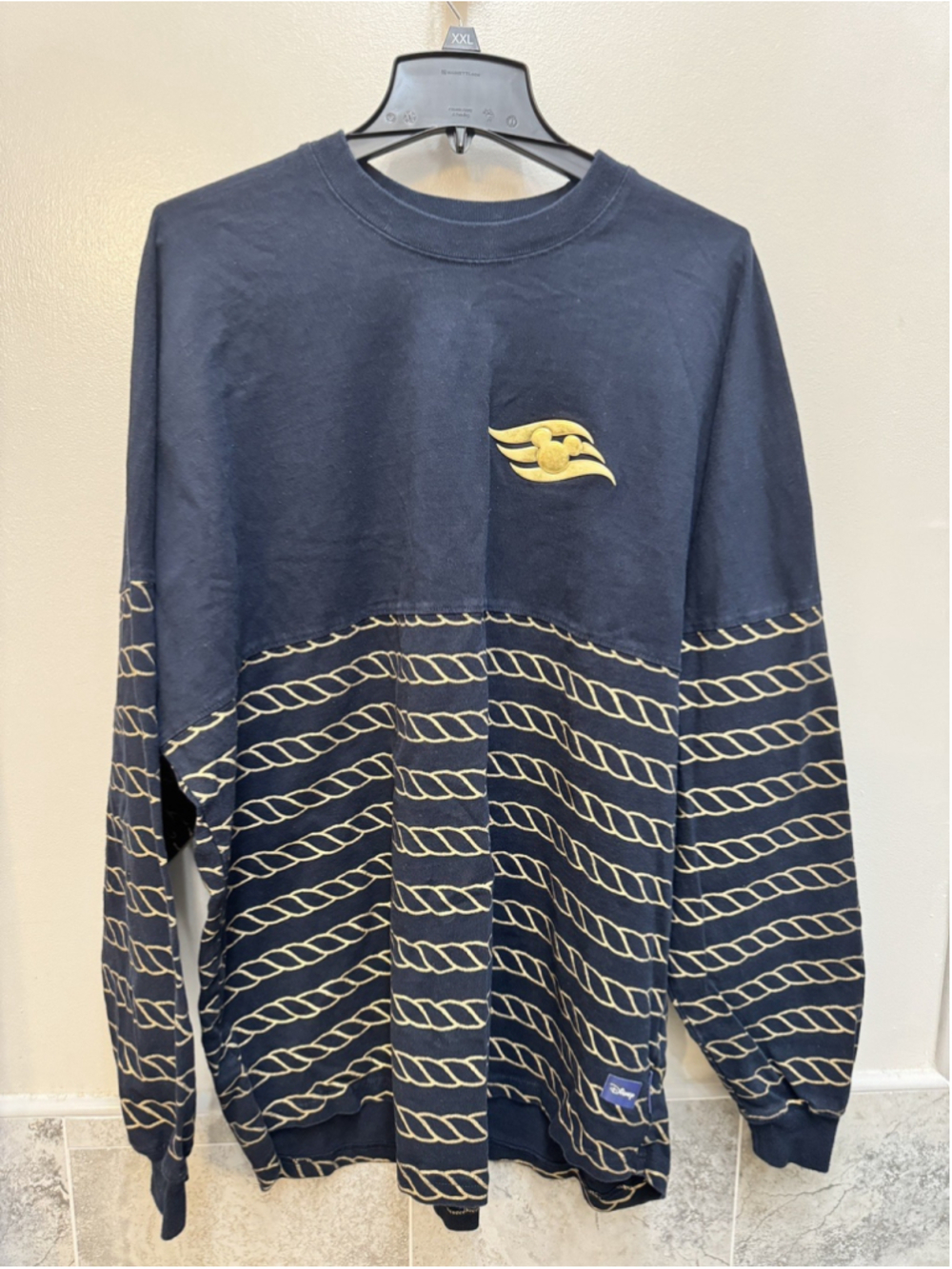 Disney Cruise Line Spirit Jersey Gold Rope Navy Blue Shirt Size XXL Nautical